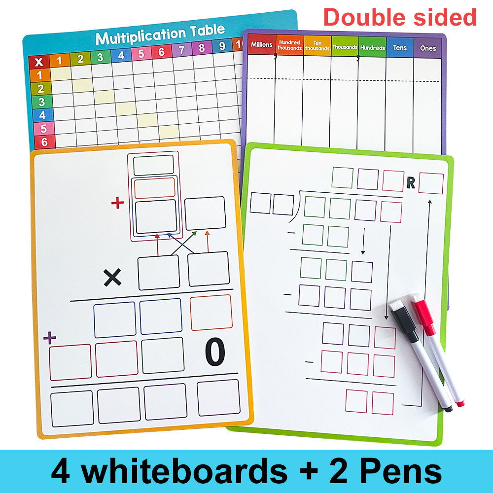 4Pcs Double Side Multiplication & Division Chart Classroom Mathematical ...