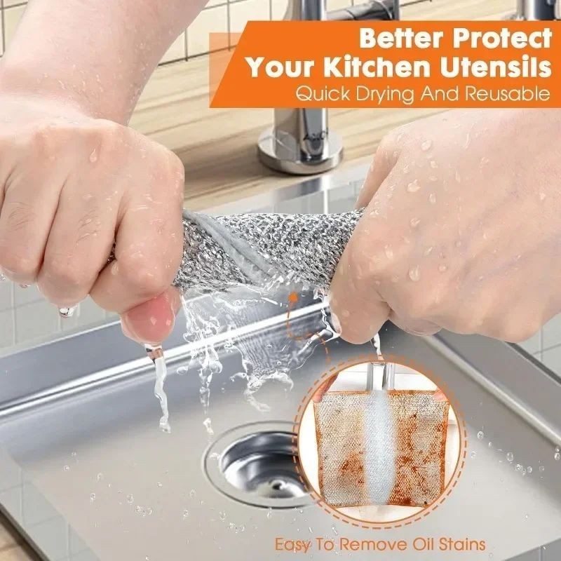 Metal Steel Wire Rags Cloth Home Kitchen Pot Pan Dishwashing - Double ...
