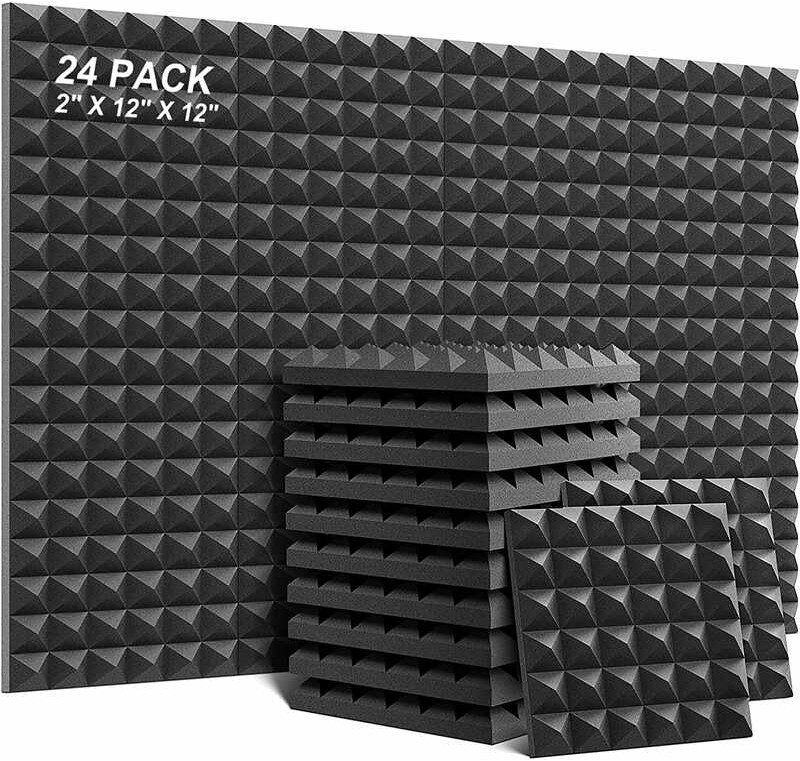 Pack 24 Auslet 12 X 2 Inches Acoustic Pyramid Soundproof Wall Black ...