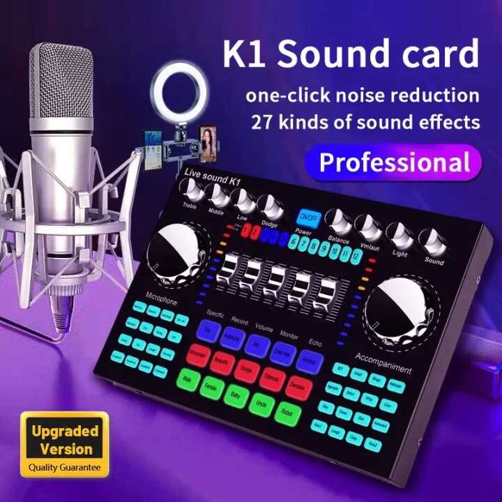Orihinal Na K1 Sound Card Professional Live Sound Mixer Bluetooth ...