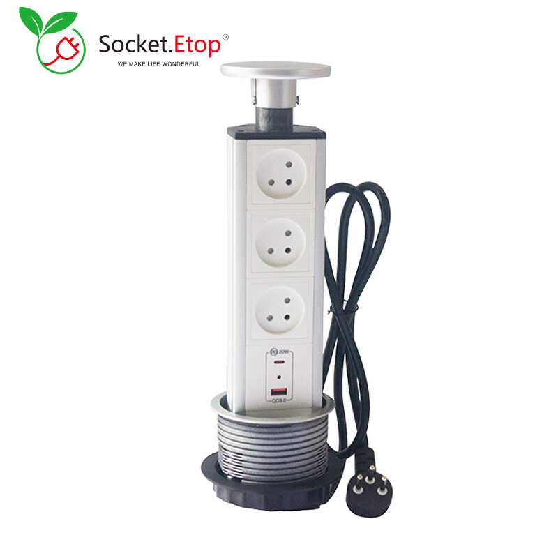 Israeli Socket Countertop Pulg Pop Up Build In Desktop With 3 Plug ...