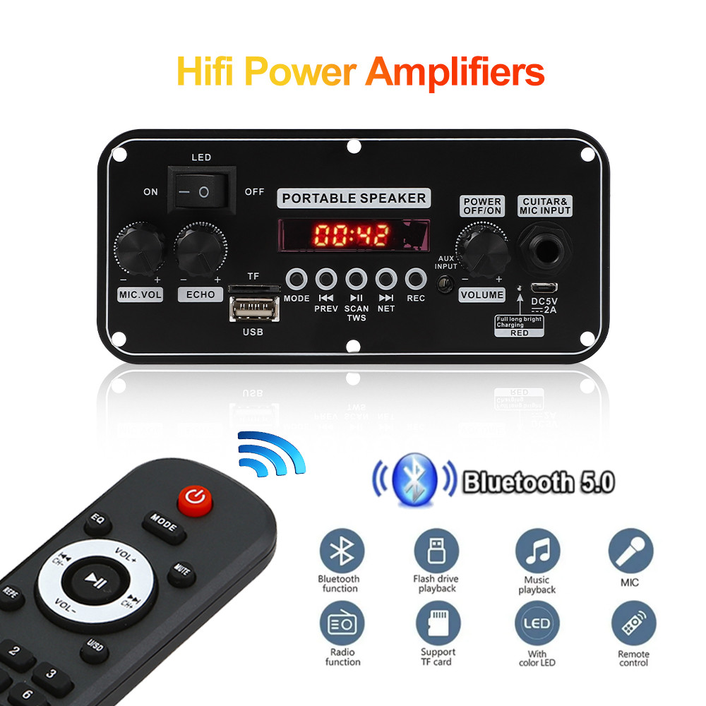 HYS DC 5V Bluetooth 5.0 MP3 WAV APE Decoder Board 20W Amplifier Car