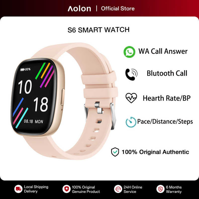 Aolon S6 Fashion Sports Smart Watch With Bluetooth Call Heart Rate BP ...