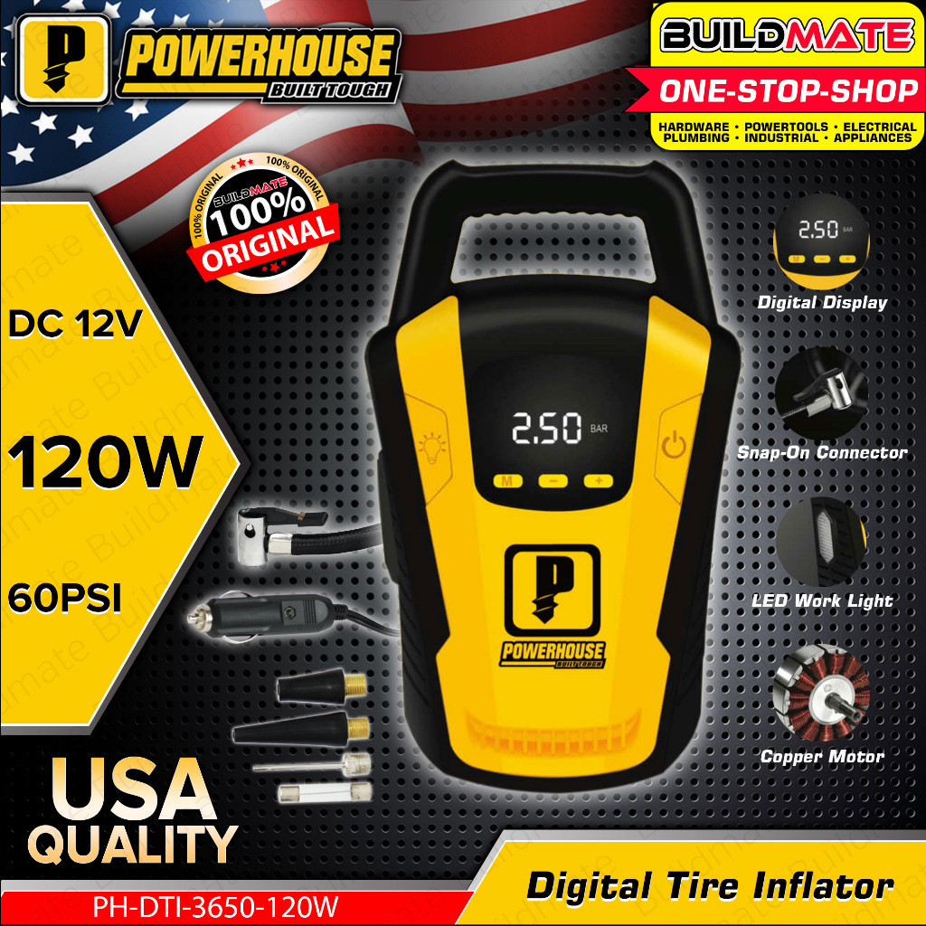 BUILDMATE Powerhouse Digital Tire Air Inflator 120W Copper Motor Led ...