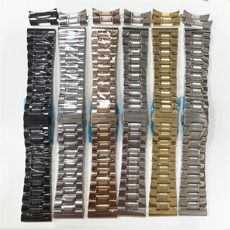 Solid Stainless Steel Curved End Watchband 12/13/14/15/16/17/18/19/20