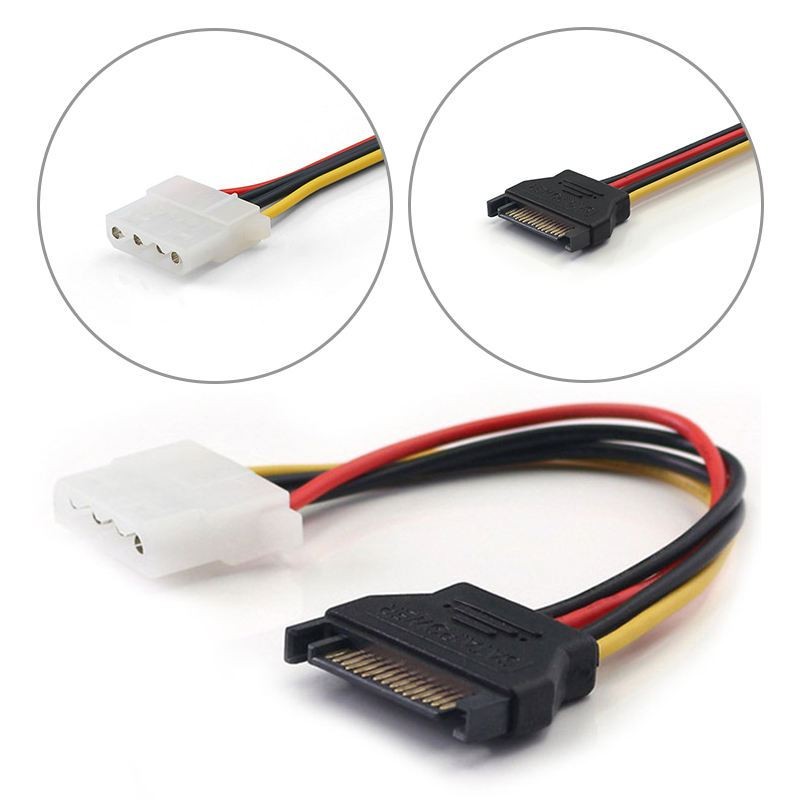 GEAR 4-Pin Molex To Dual 15-Pin SATA Power Y-Splitter Cable (15cm)
