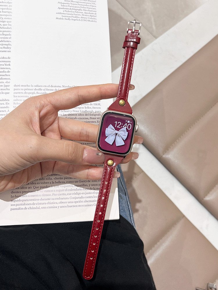 Luxury Slim Leather Bracelet For Smart Watch Series S10 S 9 8 7 6 5 4 3 SE Women Leather Strap