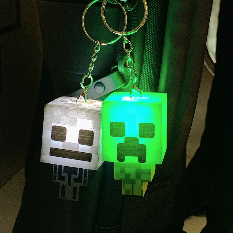 Minecraft Keychain Cube Light Creeper MC DIY Movie Model Block Mini ...