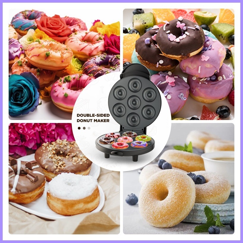 ∛ ⇦ Dreepor Mini Donut Maker Machine 3/7 Holes Electric Mini Doughnut ...