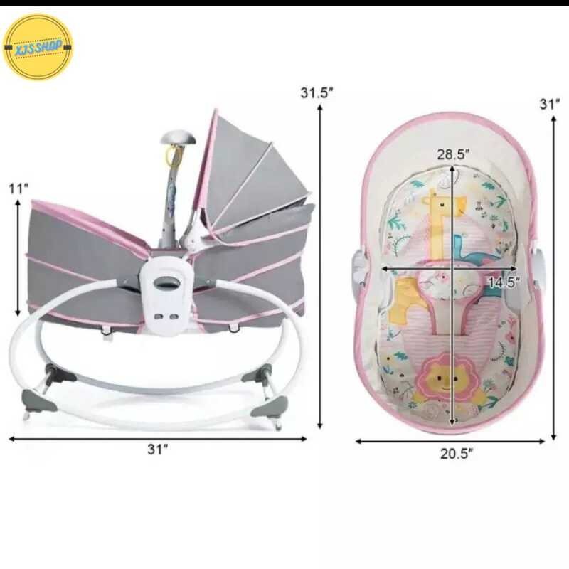 Xjsshop Portable 5 In 1 Baby Rocker Bassinet Travel Swing Crib With ...