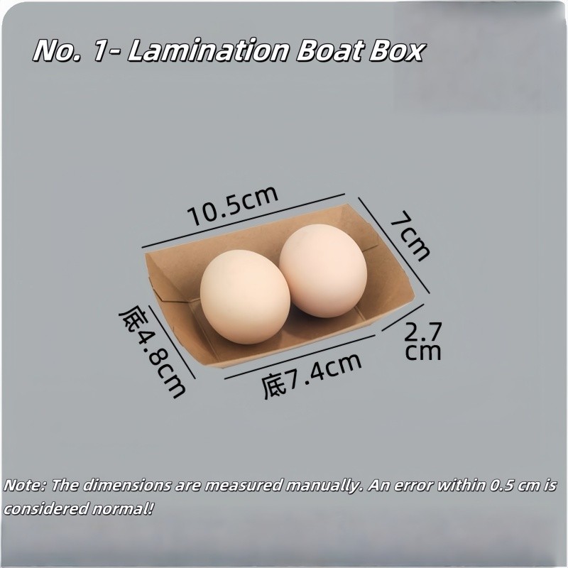 50PCS Kraft Paper Boat Tray -Oil Proof Disposable Food Container For ...