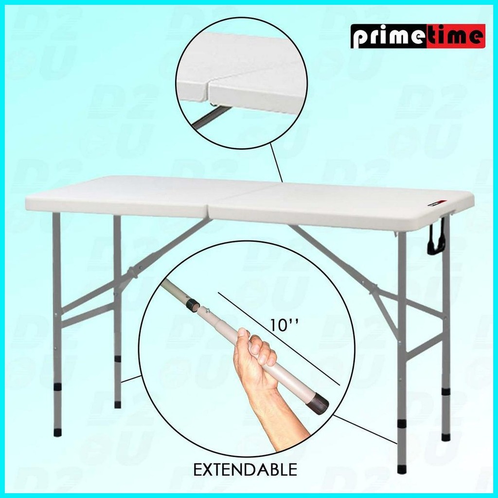 Primetime 4 Ft.Rectangular Fold-in-Half Dual Height Plastic Table ...