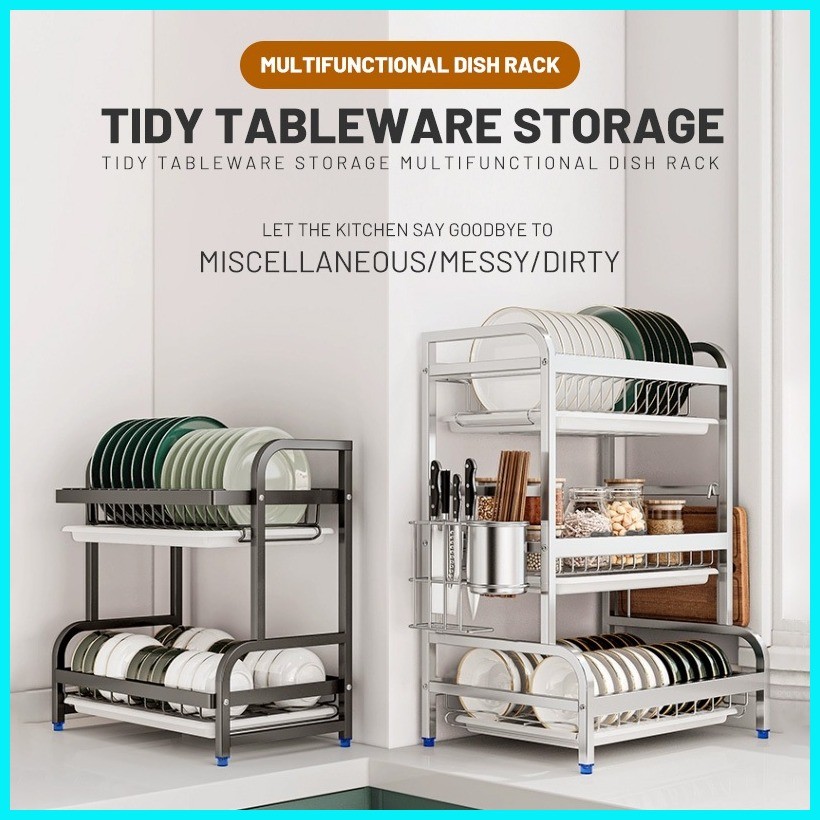 COD Stainless Steel Drainer Drying Rack Kitchen Countertop Plate ...