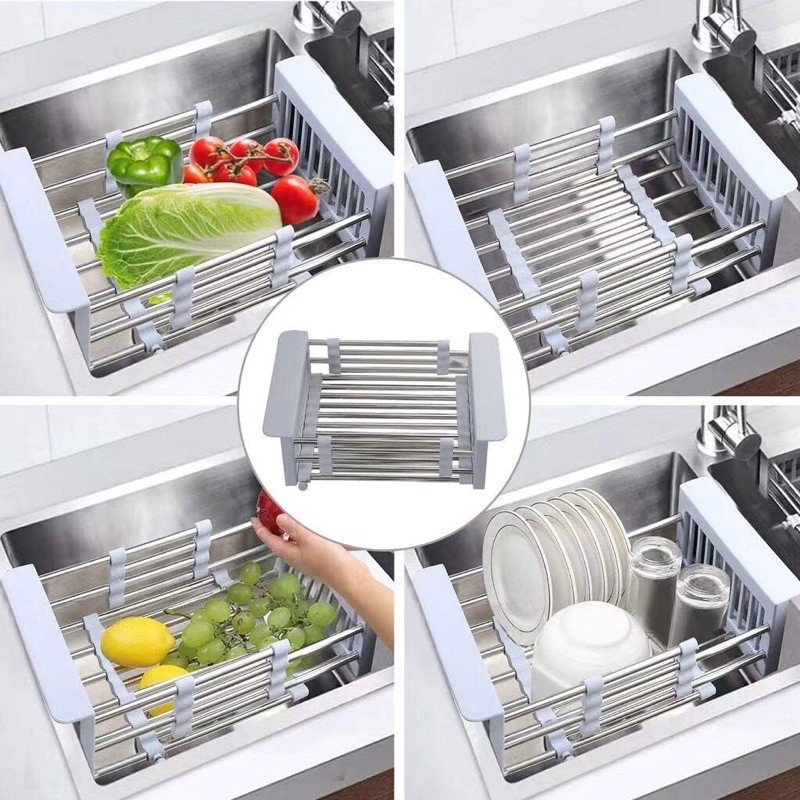 Expandable Dish Drying Rack Over Sink Stainless Steel Adjustable Dish ...
