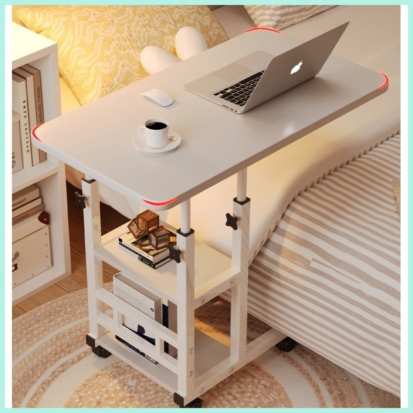 Bedside Table With Wheels Adjustable Movable Desk And Bookshelves ...