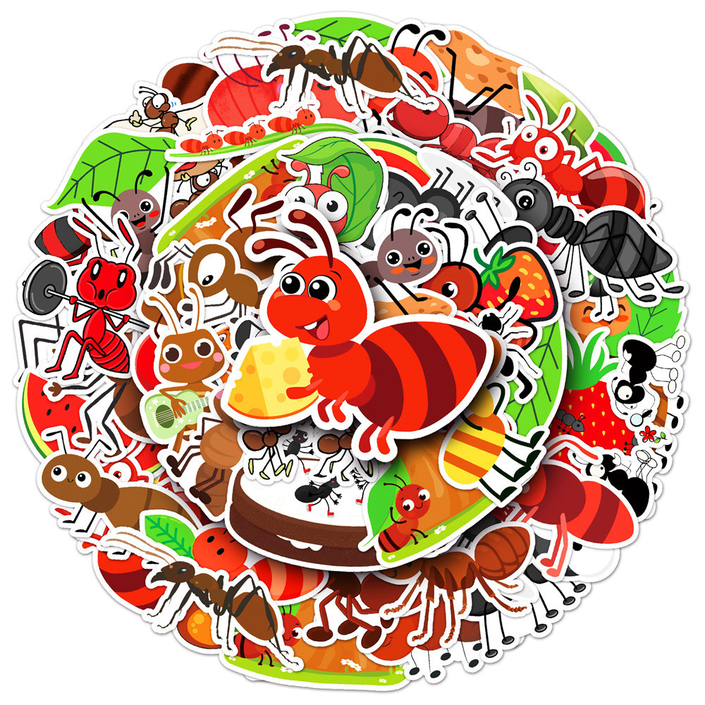 50Pcs Cute Ant Stickers Kids Scrapbook Phone Laptop Guitar Suitcase ...