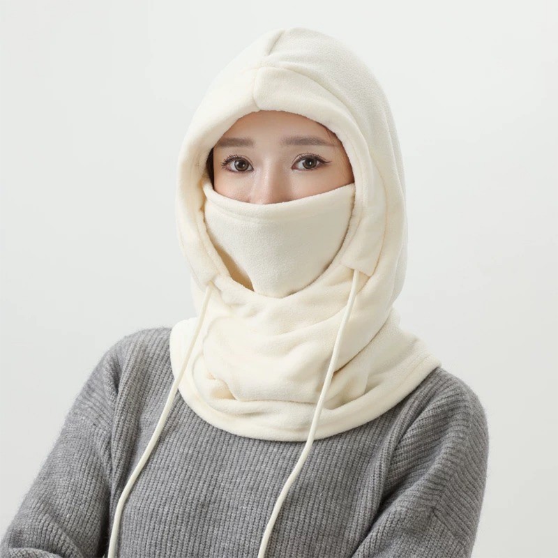 Hooded Face Mask Scarf Hat - Unisex Fleece Pullover - For Winter ...