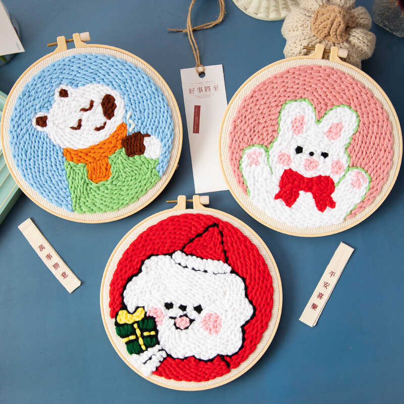 Poking Creative Material Package Cute Patterns DIY Embroidery Punch ...