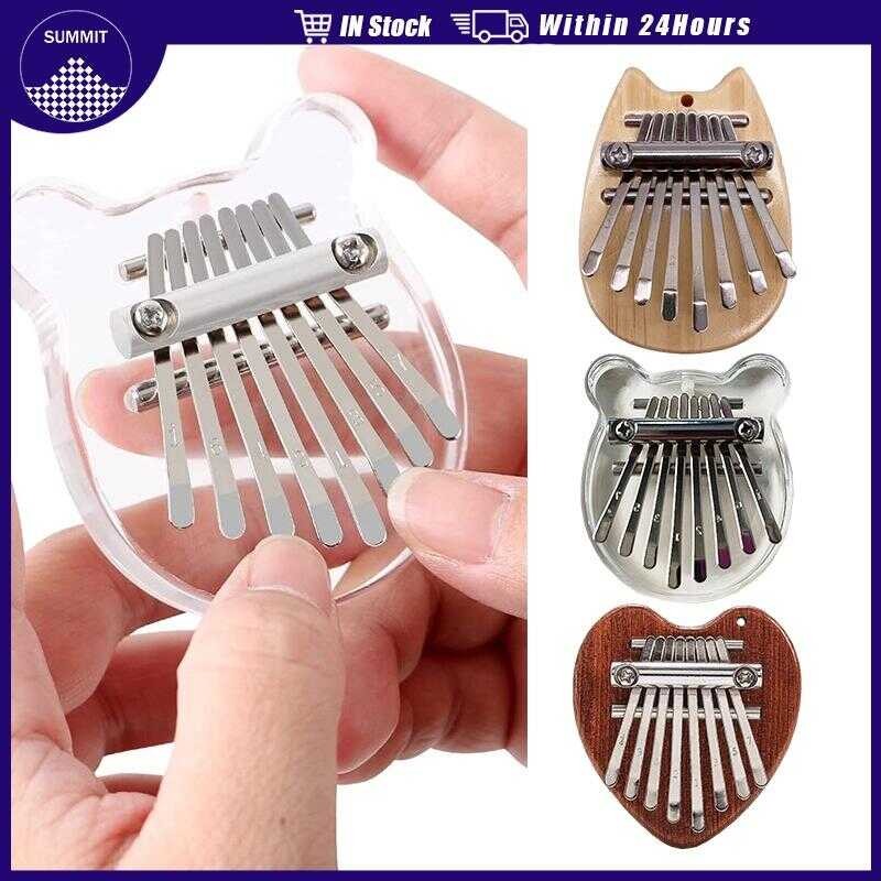 Mini 8 Key Kalimba Finger Piano Transparent Bear Solid Wood Cat Thumb ...