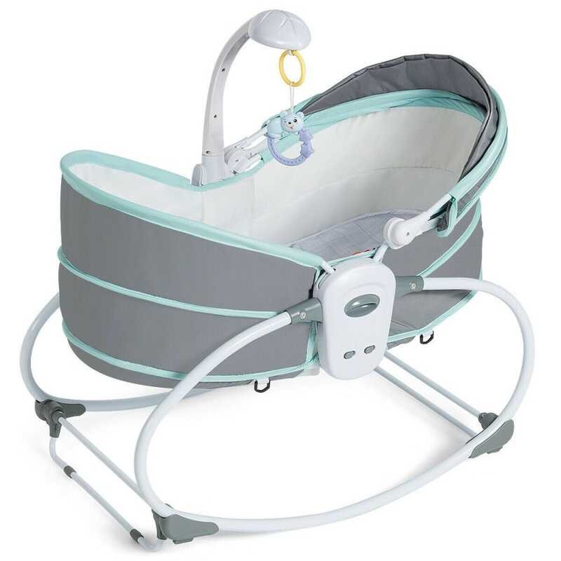 JS Shop Portable 5 In 1 Baby Rocker Bassinet Travel Swing Crib With ...