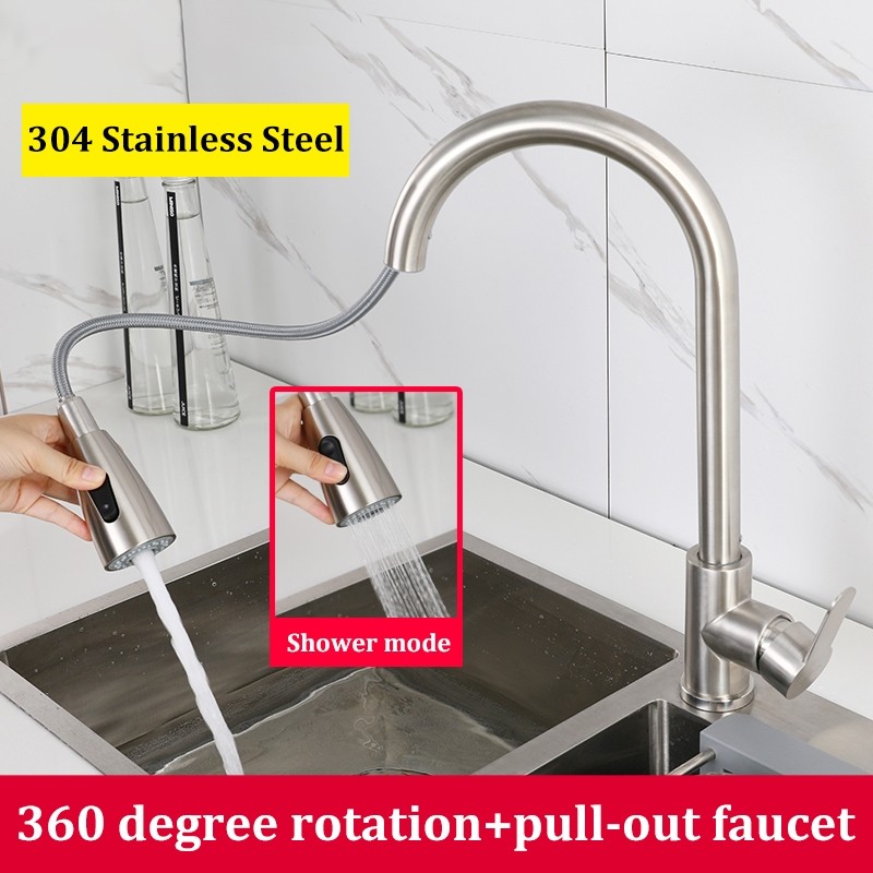 Geleby 304 Stainless Steel Faucet Kitchen Basin Tap Stainless Steel ...