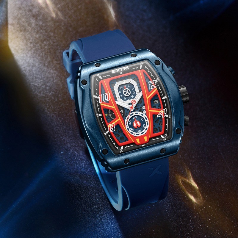 EXTRI luxury barrel shaped dial sports timing waterproof men's watch ...