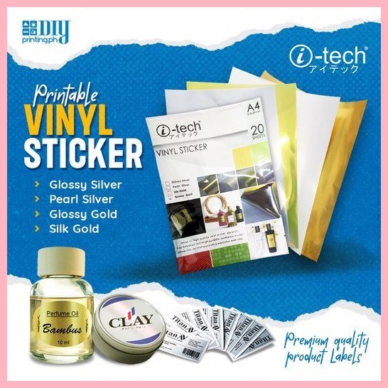 Itech Waterproof Printable Vinyl Sticker 20 Sheets/Pack A4 Size for