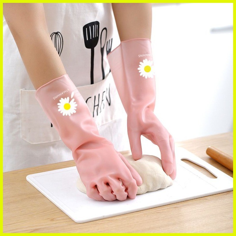 ∈ ☂ Rubber Gloves Latex Kitchen Long Dish Washing Cleaning | Shopee ...
