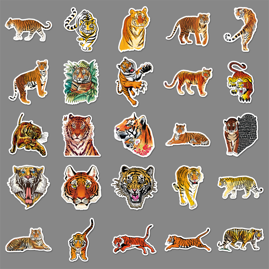 50pcs Fat Tiger Stickers DIY Travel Luggage Guitar Fridge Laptop Mug ...