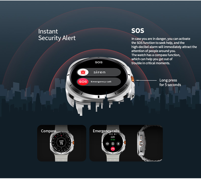 2024 New For Samsung JS Watch 7 Ultra GPS Compass Smart Watch Outdoor