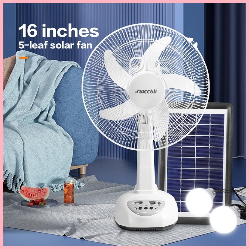 Crownbear】 Solar Fan Electric Fan Stand Fan And Desk Fan 16Inch 5