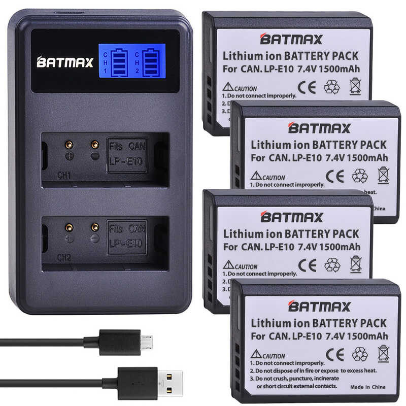 4x battery-Batterie 1500mAh LP-E10 chargeur de batterie LP E10 LPE10