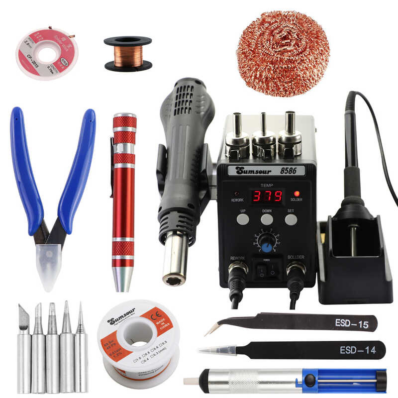 8586 189 Soldering Station 2 In 1 Digital Display SMD Rework Hot Air ...