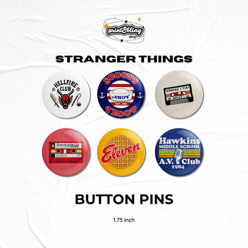 Stranger Things Button Pin | Aesthetic Tote Bag Badge Glossy E02 8Bb ...