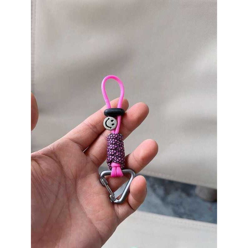 Paracord Woven Color-Block Keychain Lanyard Chain Bag Clothing Pendant ...