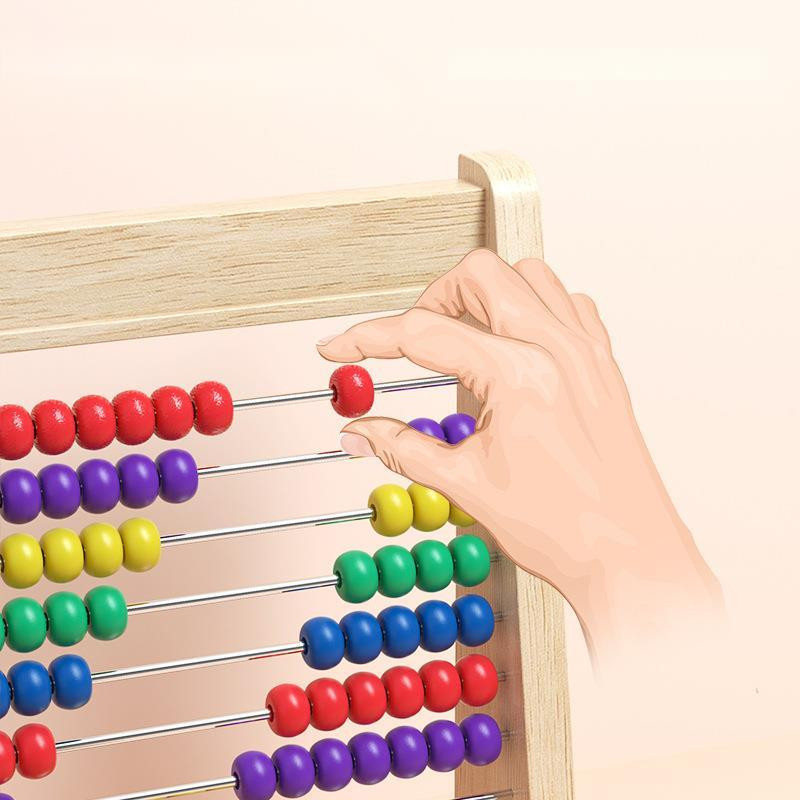 100 Colorful Beads Wooden Counting Toy Abacus Montessori Education Math ...