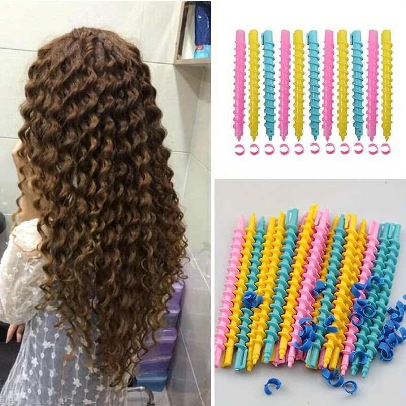 20Pcs Curler Set Spiral DIY Plastic Styling Curling Perm Rods Tight ...