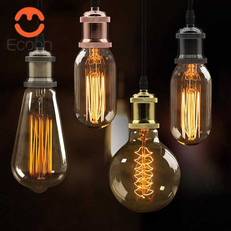 ECONN E27 Bulb St64 T45 G80 40W 220V Tea Glass Warm Edison Vintage ...
