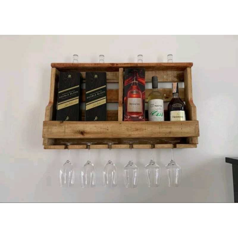 Wine Rack (Pallet Wood) Available With Varnish, No Black 40X70x13cm ...