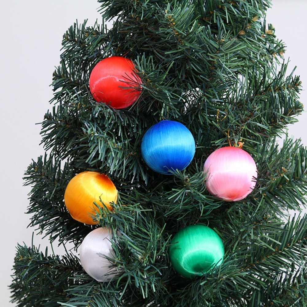 6/12PCS Silk Thread Balls Christmas Pendant Snowball Decor Colorful ...