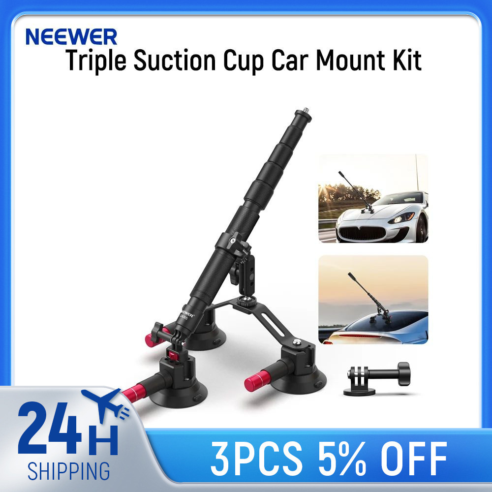 Neewer Triple Suction Cup Car Mount Kit Quick Release Outside