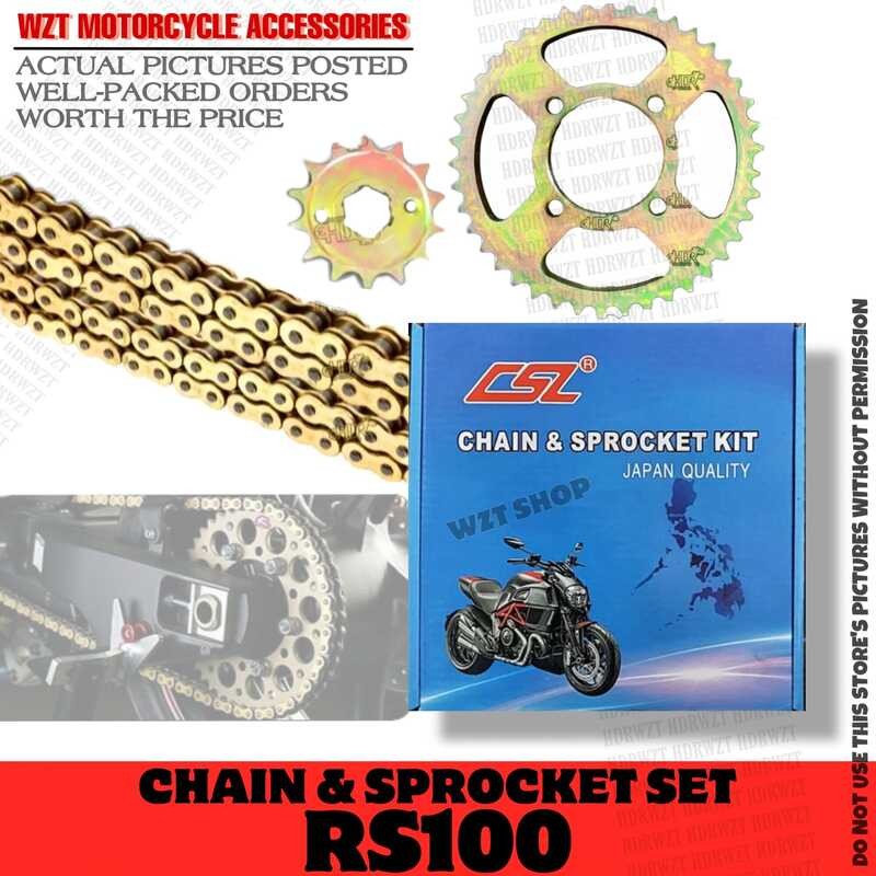 YAMAHA WZT Rs100 Gold Chain At Sprocket Set Motorcycle (14/42T/45T 428H ...