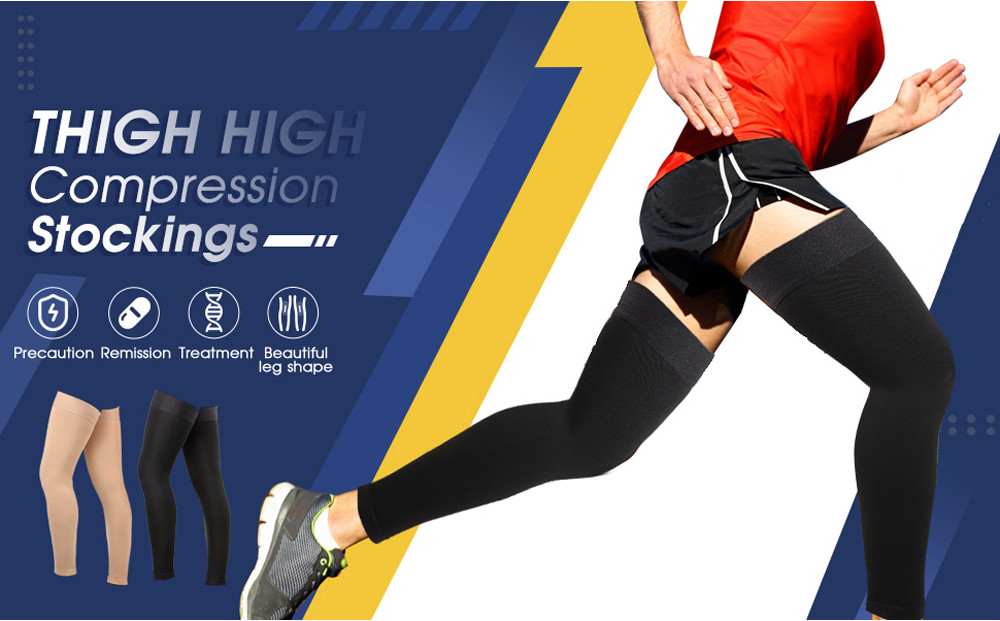 1Pair Thigh High Footless Compression Stockings 20-30 MmHg Gradient ...