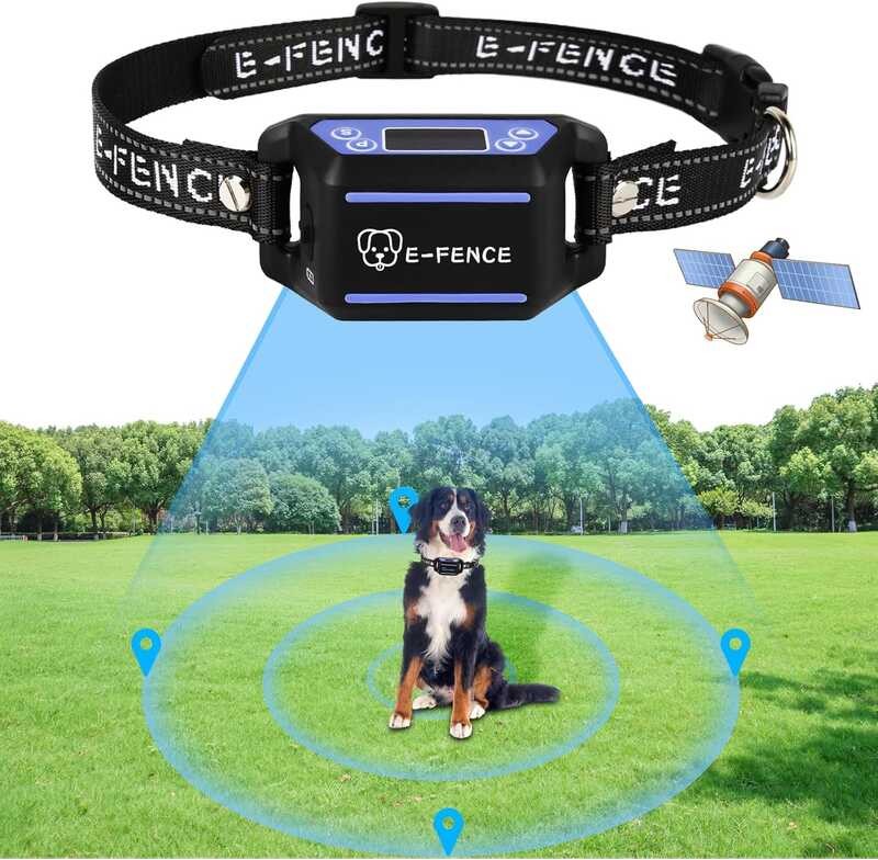 EFENCE GPS Wireless Fence Electric Dog Collar Fence,Adjustable Warning