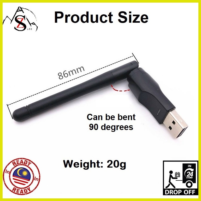 Kali Mini USB WiFi Adapter 2dBi Plug & Play Kali Linux / Win10 Support