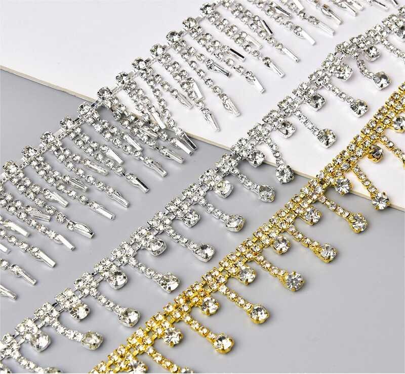 JFRT044 Fringe Rhie Trim Chain Crystal By The Yard Tassel Rhies For