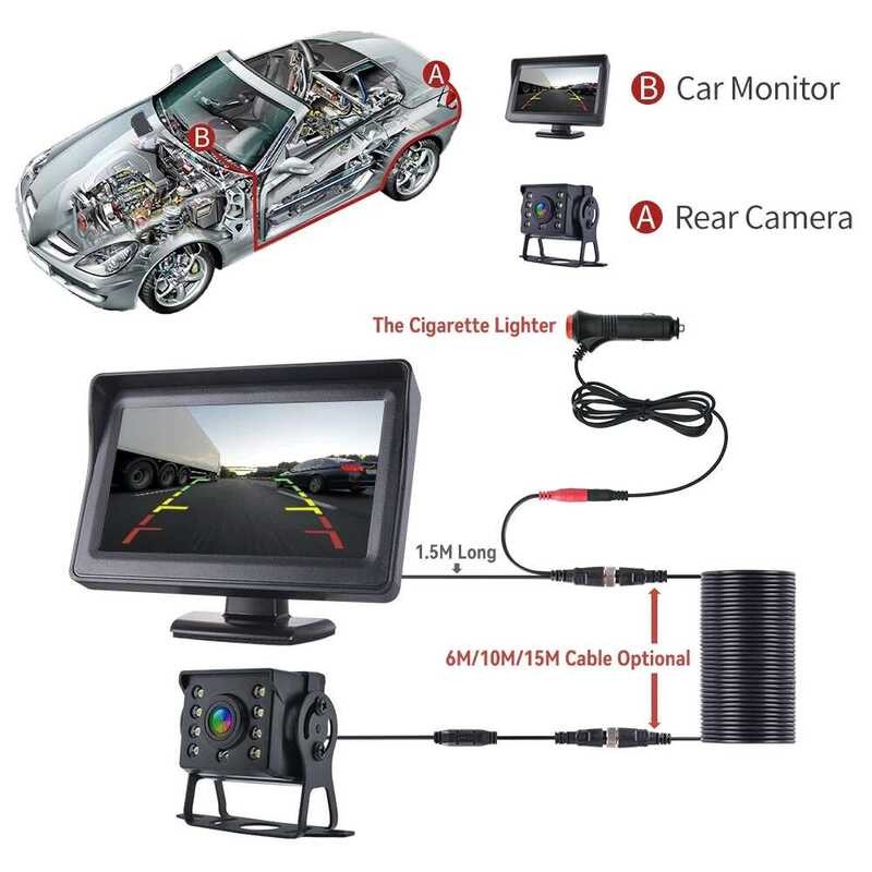 A New Car Rear View Camera CCD With Monitor 4.3 Inch HD Screen LED ...