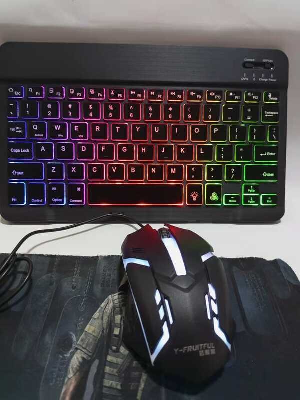 INCHES 1O RECHARGEABLE SLIM BACKLIGHT RGB COLOR KEYBOARD WITH LED WIRED ...