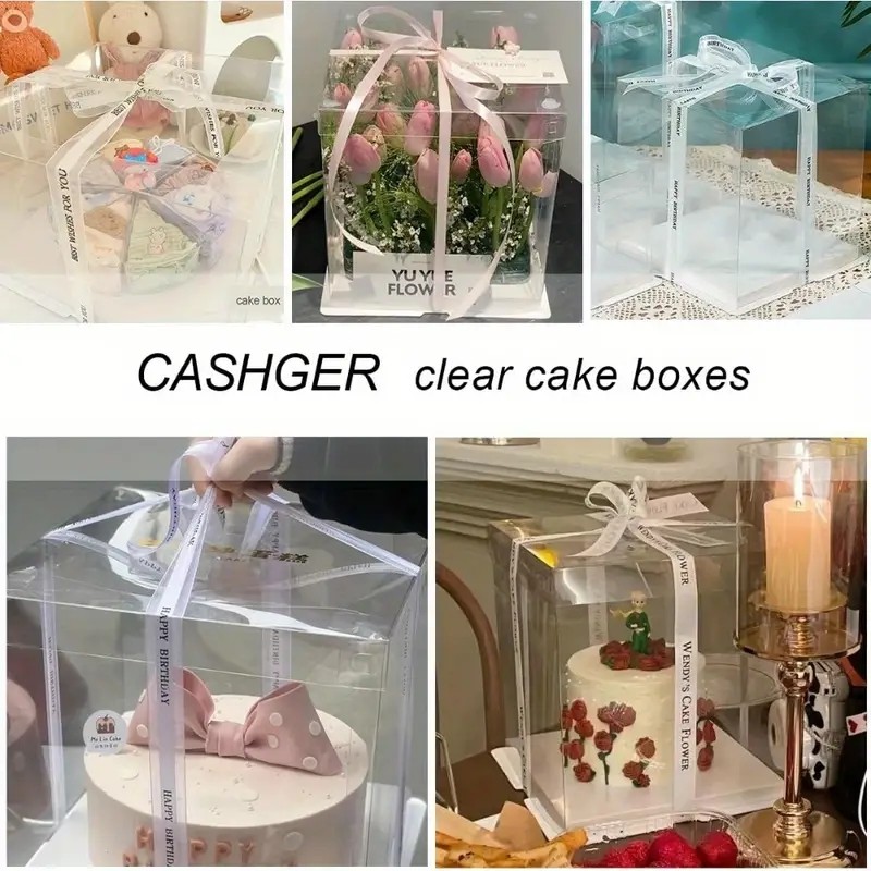 CakeBox Transparent Cake Box 6~12 Ince Square cakeBoxes Birthday Gift ...