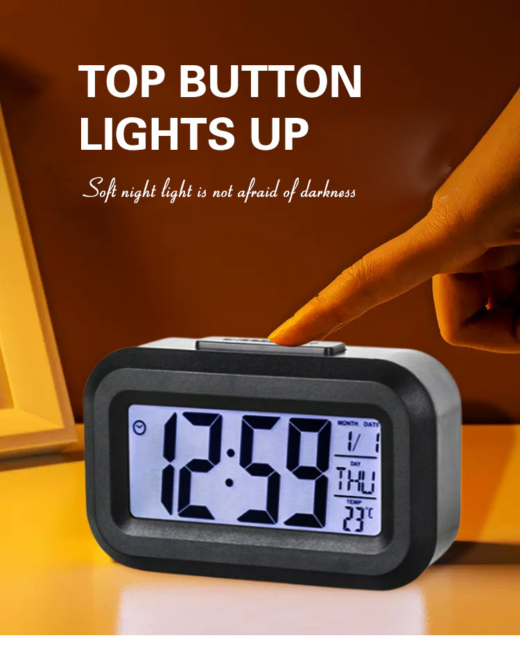 LED Digital Display Mini Electronic Clock Simple Clock Silent Backlight ...